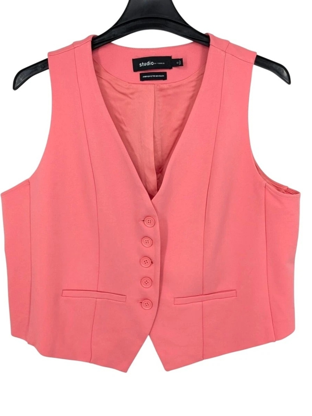 Studio 12 Coral Pink Button-Front Tailored Vest Sz6X New With Tag